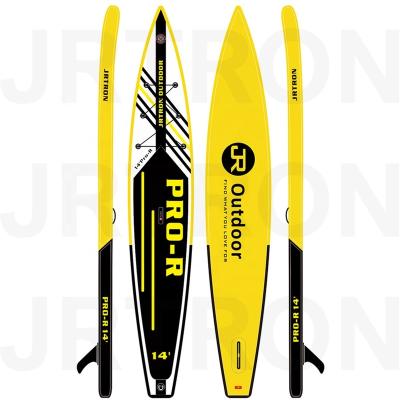 China Jrtron Unisex ProR 2021 14' Double Layers Racing Drop Stitch Inflatable SUP Rack Up Paddle Boards ISUP Surfboards for sale