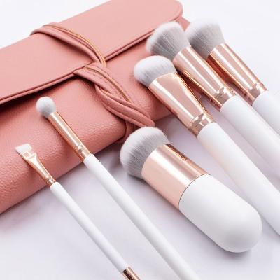 China Angular Blush Makeup Eye Set 6 Brush With Black Walnut Handle Hair Wooden Eyeshadow Brush Makeup Tools PU Nylon Bag for sale