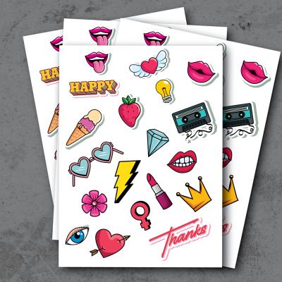 China Waterproof Custom Printing Paper Label Sheets Logo Adhesive Kiss Cut Stickers for sale