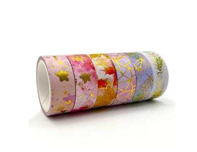 China Waterproof Custom Design Printing Album Washi Tape Colored Holographic Gold Foil To DIY for sale