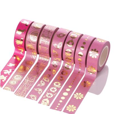 China Waterproof Custom Rolls Foil Washi Tape Maker Print Gold Foil Tape Foil Colored DIY Metal Craft Washi Tape for sale