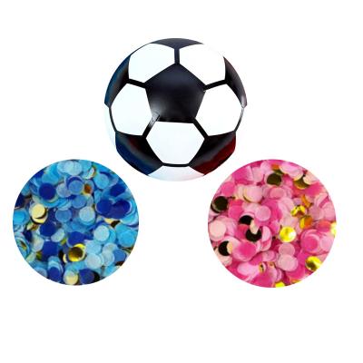 China Use Foot To Kick Off Allinthree Supplier OEM &ODM Blue Pink Powder Kind Of Confetti Paper Reveal Soccer Football for sale