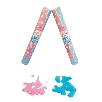 China Gender Reveal Supplier Allinthree Premium ODM OEM Gender Reveal Blue Pink Party Popper Confetti Biodegradable Paper Cannon for sale