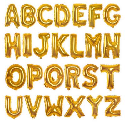 China Activity Decoration Allinthree Wholesale 16 Inch Simple Gold Silver Foil Aluminum Letters Balloon for sale