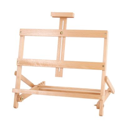 China 2021 Painting Easel Top Selling Heavy Duty Beech Wood H-frame Studio Tabletop Wooden Easel With An Adjustable Track Bar for sale