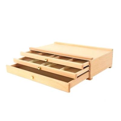 China 2021 Wooden Artist Painting Easel 3 Drawer Storage Box for Marker Pastel Brushes for sale