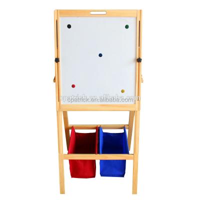 China 2022 New Double Sides Pine Wood Height Adjustable Painting Easel Kids Easel With Bad Judging for sale