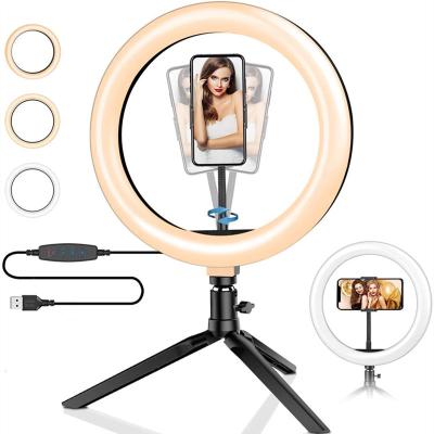 China 10 Inch Dimmable LED Light PORTABLE Photographic Lighting Ring With Phone Stand Casting Video Selfie Makeup For YouTube zu verkaufen