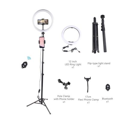 China PORTABLE Remote Control Contact Ring Light With Tripod Net Multifunctional Live Spot Fill Light 12 Inch Red zu verkaufen