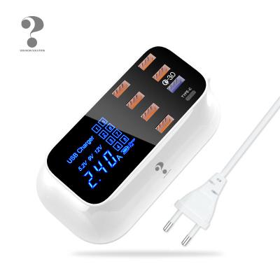 China Factory Price Fast Charging 3.0 Tablet Charging Adapter Smart USB Type C Charger Station With LED Display zu verkaufen