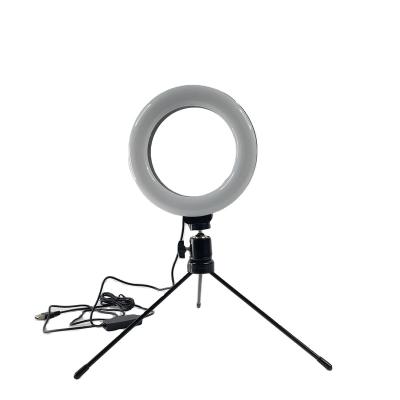 China New Design 6 Inch 16 cm PORTABLE Vibrato Ring Light With Tripod Desktop Selfie Video Fill Light for sale