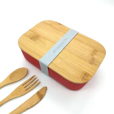 China Microwavable Free Branding Bamboo Food Container Salad Box Sandwich Lunch Box for sale