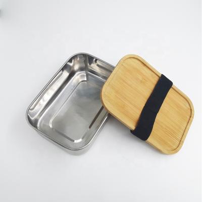 China Portable Food Container Bamboo Freshness Storage Bento Lunch Box Stainless Steel for sale