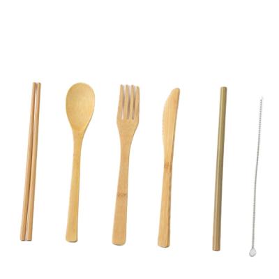 China Sustainable Outlets Travel Factory Camping Cutlery Set Reusable Bamboo Camping Cutlery for sale