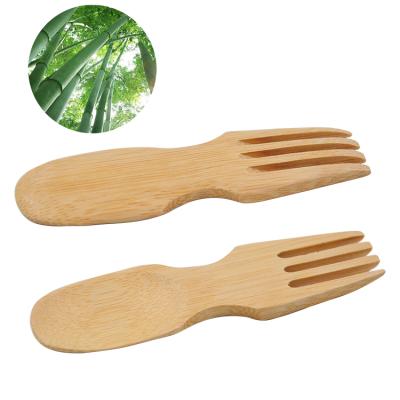 China Sustainable reusable bamboo spork spoon fork set 2 in 1 custom logo 10cm for sale