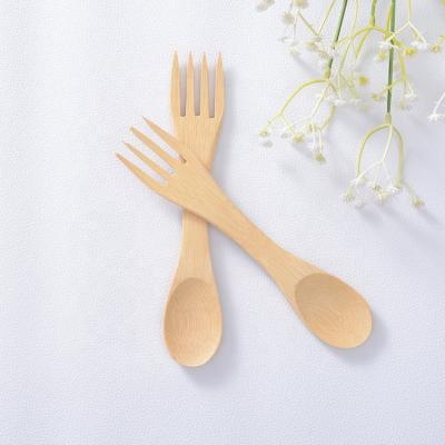 China Sustainable Bamboo Wooden Spoon and Forks Fabric Organic Bamboo Fork Custom Size Logo for sale