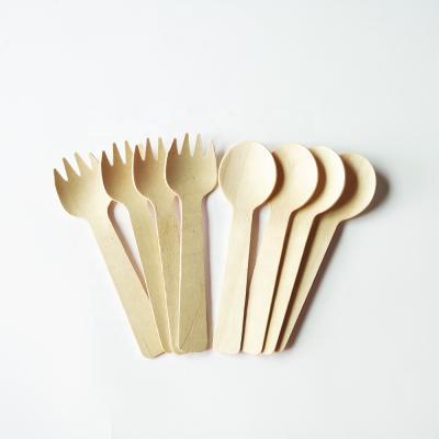 China Sustainable Disposable Compostable Wooden Kids Spoon Spoon Set Natural Wood Set for sale