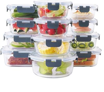 China Freshness Preservation 24-Piece Top Glass Food Storage Containers Set - Newly Innovated Hinged BPA Free Locking Lids for sale