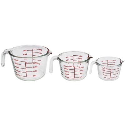 China Pyrex Glass Sustainable Measuring Cup Set 3-Piece, Microwave And Oven Safe Clear Glass for sale