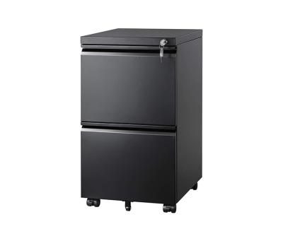 China (Size) Cheap Adjustable 2 Drawer Mobile Filing Cabinet With Lock Vertical Filing Cabinet Black for sale