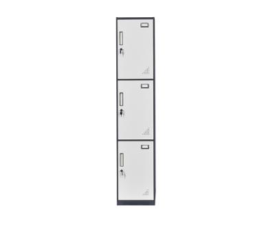 China Luoyang School Furniture Locker 3 Compartment Adjustable Steel Single Tier Door Lockable (Size) School Cabinet Light Gray For Storage for sale