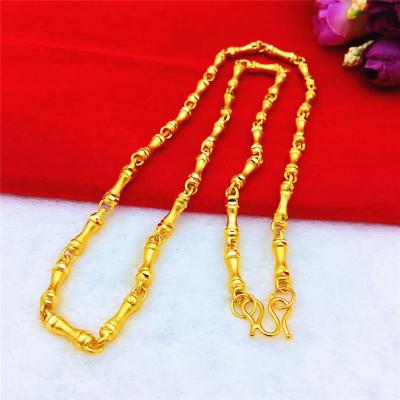 China Luxury Fashion Romantic Fashion 14k Gold Mens Necklace Yellow Gold Bamboo Chain Necklace 50cm Jewelry Gifts Male for sale