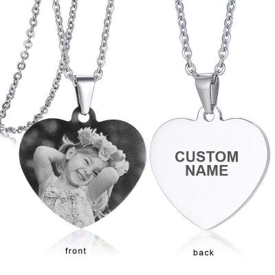 China HOYON Romantic Gold Color Freely Personalize Custom Name Engrave Photo Picture Women Necklace Love Heart Girl Pendant Birthday Gift for sale