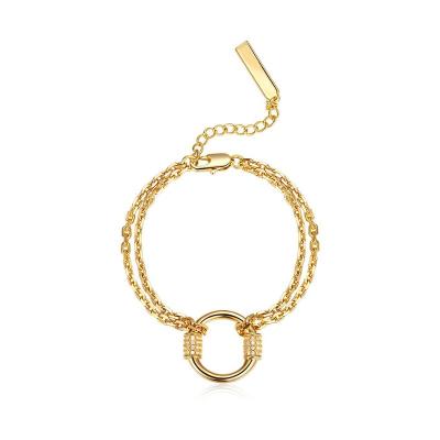 China Dropshipping TRENDY 2021 New Diamond Circle Bracelet Gold Color Jewelry Ins Summer Style Real 100 18K Jewelry Gift For Woman HOYON for sale