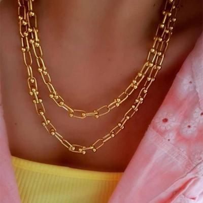 China TRENDY COLD CIRCLE Fashion Dropshipping Buckle Necklace CIA Style Bracelet 14K Horseshoe Gold Filled HOYON Jewelry for sale