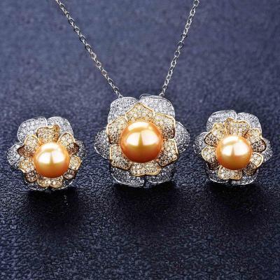 China Ethnic Luxury High-End Pearl Jewelry Set Freshwater Pearl Earrings Shell Beads Ring Pendant Necklace for Woman for sale