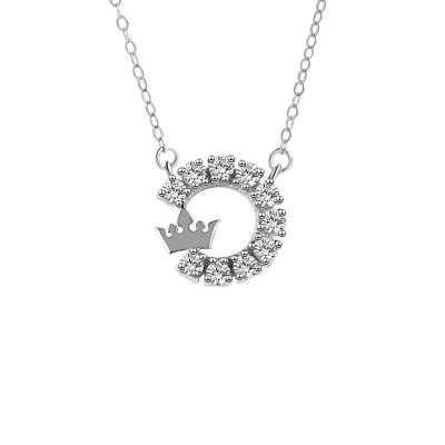 China Wholesale 20222 New Real 925 Sterling Silver Trendy Solid Female Lightweight Luxury Crown Zircon Chain Pendant Necklace In Current HOYON for sale