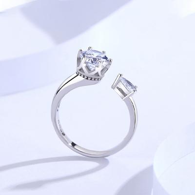 China 2022 New Arrival 100% Trendy Solid Fashionable Gemstone Moissanite Ring Resizable Ring Fashion Factory Silver Wholesale In Current HOYON for sale