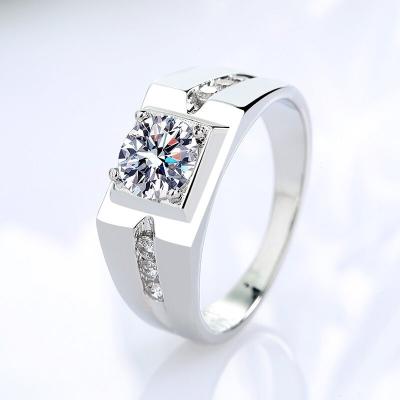 China 2022 New Arrival CLASSIC 100% Pure 925 Sterling Silver Ring 1 Carat Gemstone Men's Band Color Live Show Quick Ring For Men HOYON for sale