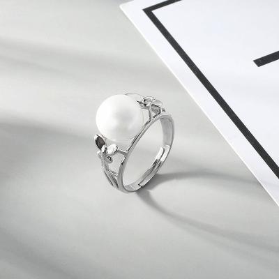 China Dropshipping Japanese Accessories S925 100% Real Sterling Silver HOYON FASHION Open Natural Pearl and Korean Silver Simple Rings for sale