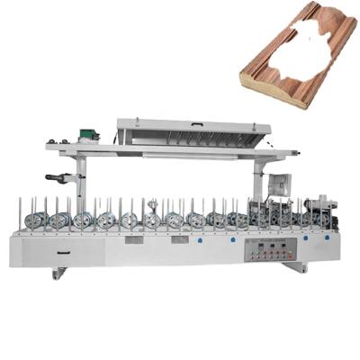 China Hotels Woodworking Horizontal Wood Veneer Glue Cold Profile Wrapping Bamboo and Wood Fiber Retaining Wall Panel Tarping Machine for sale