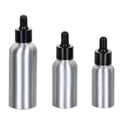 China Hot Sale 30ml 50ml 100ml Aluminum Dropper Bottle Essential Oil Serum Cosmetic Aluminum Custom Dropper Bottle for sale