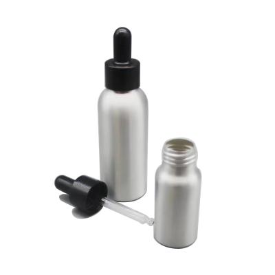 China Free Sample 30Ml 50Ml 100Ml Cosmetic Aluminum Spray Bottle Amber Frosted Glass Dropper Bottle Luxurious With Alumina for sale