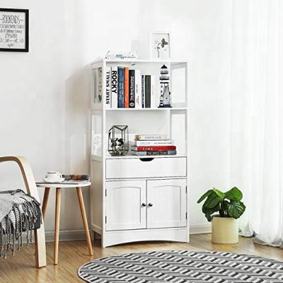 China Huayao Modern Bathroom Storage Cabinet with Drawer, 2 Open Shelves, Large Floor Cabinet in Entry Kitchen, White for sale