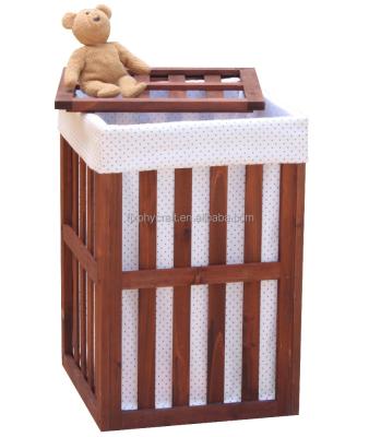 China Wooden Lid Laundry Basket Wooden Laundry Storage Bin Basket With Lid for sale