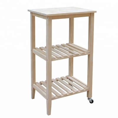 China Hotel Trolley DIY Natural Wood Serving Trolley With Wheels for sale