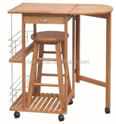 China Bamboo Foldable Kitchen Cart With Chair for sale