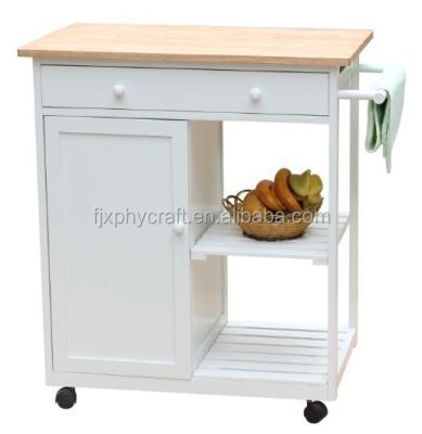 China MDF Wooden Kitchen Cart With Rubber Wood Top for sale