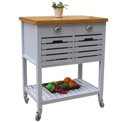 China Home Furniture European Kitchen Storage Trolley With 2 Storage Crates for sale