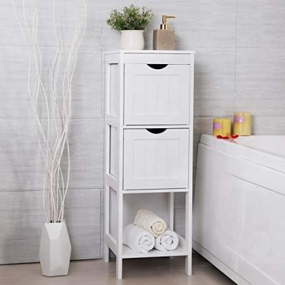 China Multifunctional Organizer Rack Stand, 2 Drawers Nightstand Floor Cabinet Bathroom Storage, White for sale