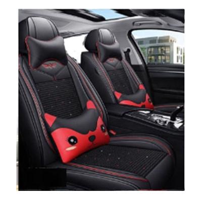 China Customized Logo High Quality Full Set Universal Luxury Business Car Seat Covers Ice Silk Material Neck Rest Lumbar Support Wholesale for sale