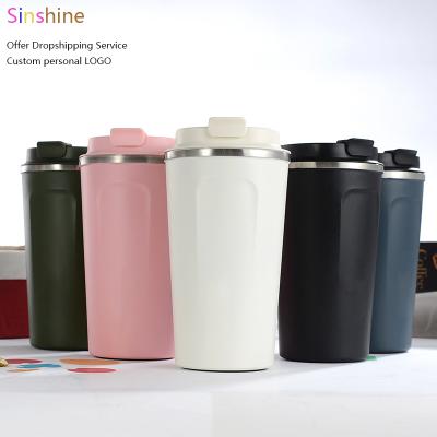 China 13oz/18oz Waterproof Stainless Steel Reusable Coffee Tumbler Cups with Twist Cup/Flip Lid Te koop