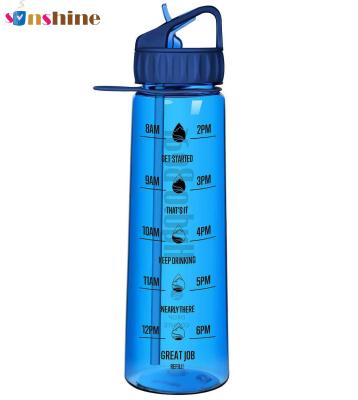 China 900ml colorful Leakproof Lids Fitness Sports Reusable Water Bottle Outdoor With Motivational Time Marker for sale