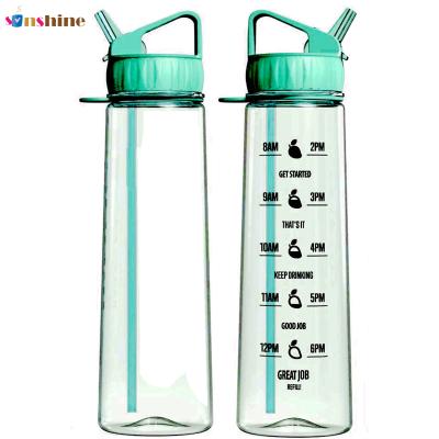 China Custom BPA Free colorful 32 oz reusable plastic tritan water bottle gym outdoor sports water bottle with straw zu verkaufen