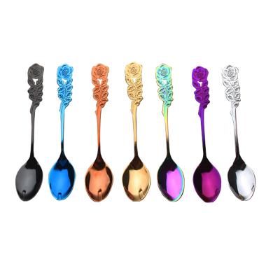 China New products gold rose handle coffee spoon for sale