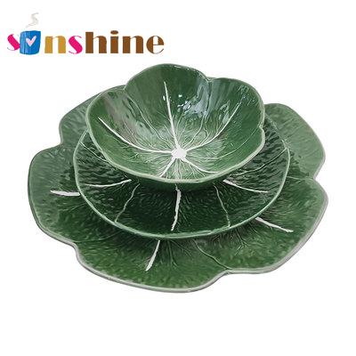 China New design hot plate creative hand painted green cabbage ceramic plate set en venta